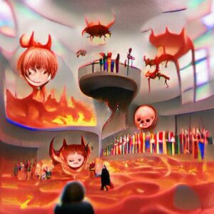 AI-generated image depicting a hellscape